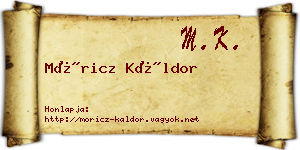Móricz Káldor névjegykártya
